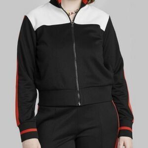 NWT WILD FABLE Women's Track Zip Up Jacker - Black-Red -White Size XS